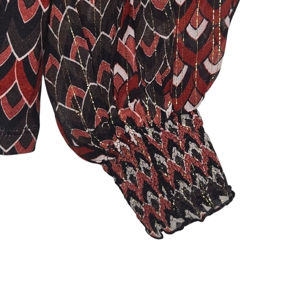 Annthropologie Bl-nk London Metallic Zig Zag Print Sequins Embellished Blouse XS - Picture 4 of 12